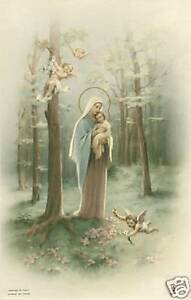 vintage mary holy jesus catholic cards walking card blessed lg virgin mother maria night forest