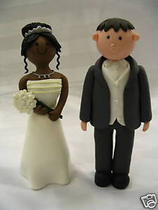 Details about Handmade Black Bride &amp; White Groom Wedding Cake Topper