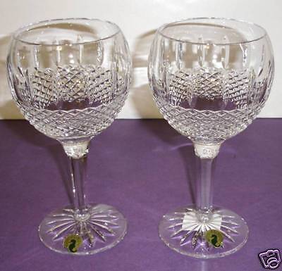 Waterford Crystal Pair Glenmede Balloon Wine Glasses