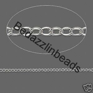 Bulk 1mm Round Cable Link Sterling Silver Chain~5 Feet  