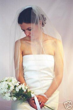 Wedding Veil Pearl Edge 1Tier Cheap Budget Priced Comb  