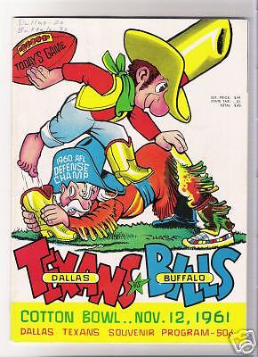 Dallas Texans v Buffalo Bills Program 11/12/1961  