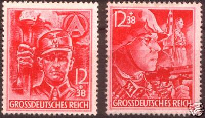 LAST 2 (BUT MOST NOTORIOUS) NAZI STAMPS 1945 SS/SA MEN  