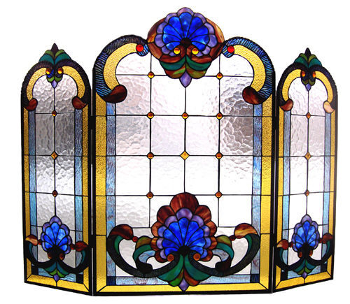 FIRENZE ARCHITECTURAL * STAINED GLASS FIREPLACE SCREEN  