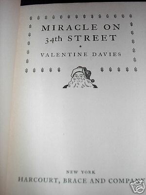 1947 Miracle on 34th Street by Valentine Davies Klines  