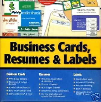 BUSINESS CARDS, RESUMES & LABELS NEW CD SOFTWARE IN BOX  