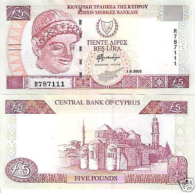 CYPRUS 5 Pound Banknote World Paper Money UNC Currency  