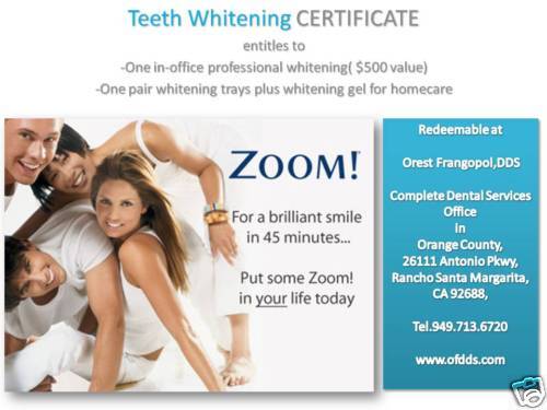 Teeth Whitening CERTIFICATES with ZOOM Advanced Power  