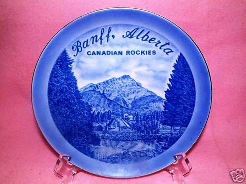 Vintage Flow Blue # PLATE BANFF ALBERTA CANADA Rockies  