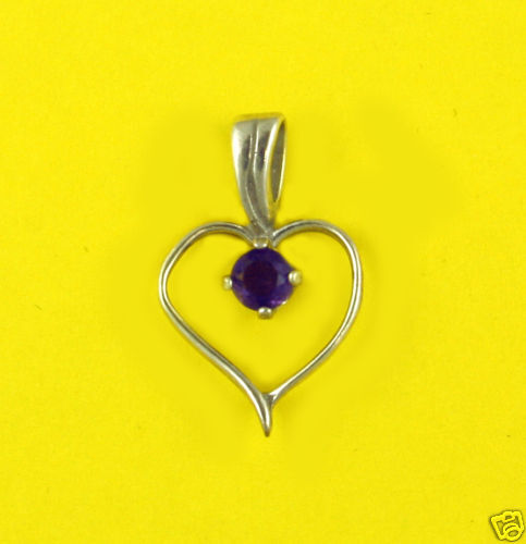  Faceted Amethyst Heart Pendant in Sterling Silver