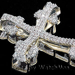 Diamond Cross 14K Yellow Gold Hip Hop Pendant 35445Y  