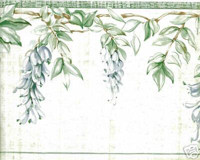 VICTORIAN/VINTAGE/FLORAL Blue Wisteria Wallpaper Border  