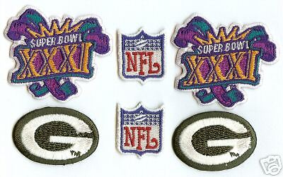 Six (6) Green Bay Packers Super Bowl NFL Patches Lot  