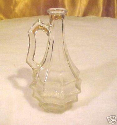 Old 1932 Stipple Clear Glass Cruet Horne Depression Era  