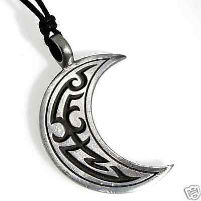 Silver PEWTER Crescent Wiccan MOON Biker LG PENDANT 55G  