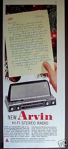 1958 ARVIN Hi Fi Stereo Radio vintage print ad  