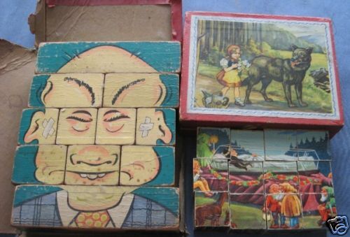 VINTAGE ANTIQUE BLOCK PICTURE PUZZLES PUZZLE  