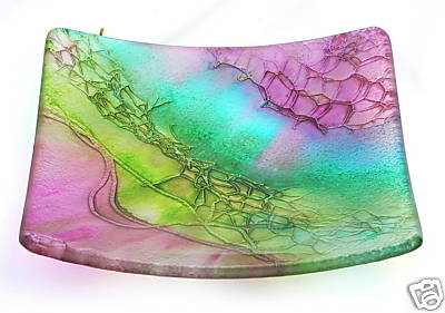 Prachtvolle Farbe Glas Platzteller Obstschale Handarbeit 6