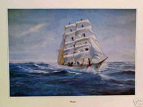 VINTAGE SHIP PRINT TITLED EAGLE COAST GUARD 23X18  