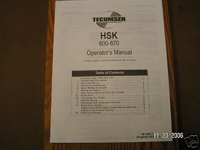 TECUMSEH 5HP 2 CYCLE ENGINE OWNERS MANUAL  