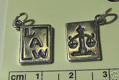 Sterling Silver Scale of Justice Lawyer Law Book Charm  