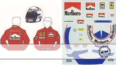 12 DECAL HELMET FIGURE PROST FERRARI 641/2 F1  