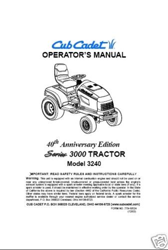 Cub Cadet Owners Manual Model No. 3240  