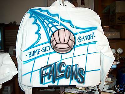 Airbrushed Hooded Sweatshirt VOLLEYBALL S M L XL 2X 3X  