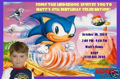 Sonic the Hedgehog Photo Birthday Invitations  