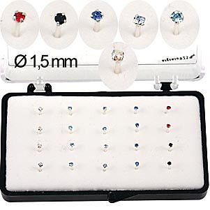 20 Orecchini Piercing Micro Argento colorati naso  