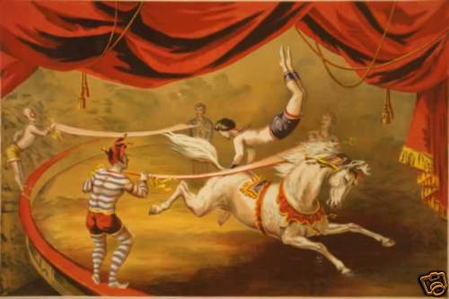 Circus Acrobat Banner Act Lithograph   Gibson & Co. Rep  