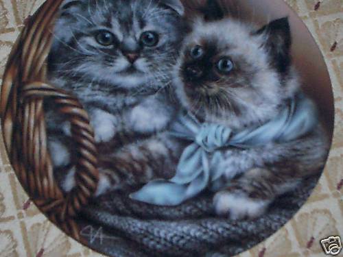 HEATHER & HANNAH / BASKETS OF LOVE Cat/Kitten Plate  