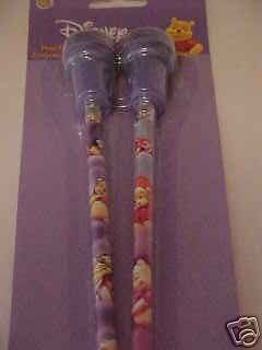   NEW DISNEY WINNIE THE POOH COLORFUL SET OF 2 PENCILS & STAMPERS  