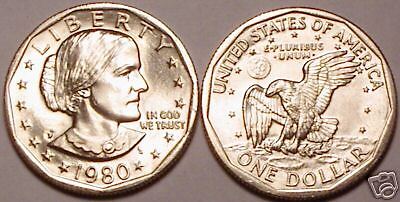 GEM BRILLIANT UNC 1980 P SUSAN B. ANTHONY DOLLAR~FR/SHI  