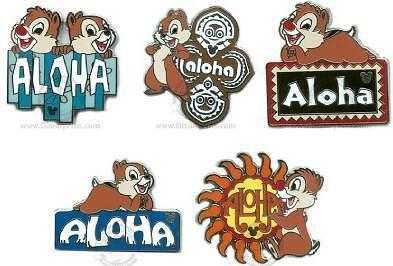 Disney Chip & Dale Aloha Five Pin Hidden Mickey Set  