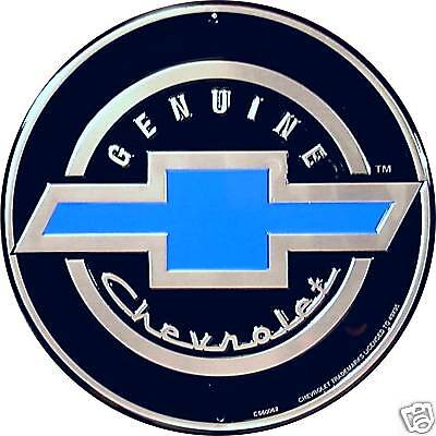 Genuine Chevrolet Black 12x12 Metal Circle Sign  