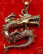 0120 Gold Plated Fierce Incredible Dragon Pendant Charm  