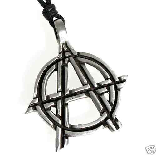 41A Silver PEWTER Gothic ANARCHY Biker PENDANT Necklace  