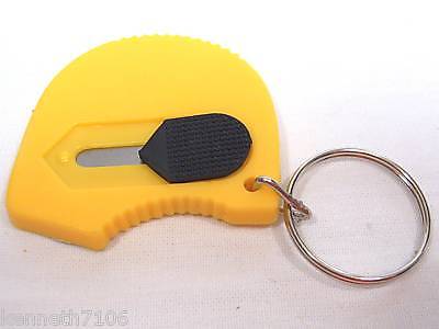 Lot 6 Plastic Cutter Knife Opener Key Ring Keyrings New  