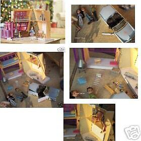 HUGE LOT BRATZ SKI LODGE HOUSE CONVERTABLE 4 DOLLS  