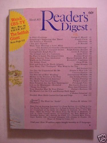 Readers Digest March 1973 Jerry West Charles Kuralt