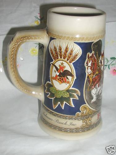 BUDWEISER STAFFEL STONEWARE STEIN  