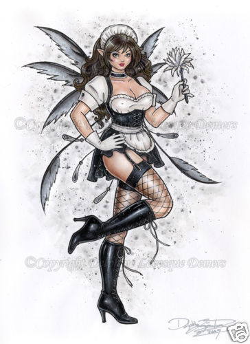 Sexy French Maid Fairy Gothic Pinup PRINT DELPHINE art  