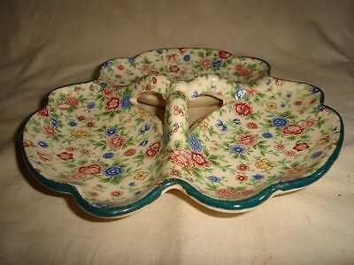 Antique 3part RELISH Serving DISH floral from OLD JAPAN  