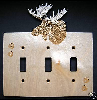 Laser Engraved Moose Triple Switch Electric Plate Cover